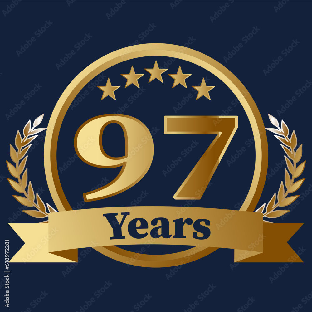 97 Years Anniversary on gold with stars and laurels 97 Years Anniversary on gold with stars and laurels
