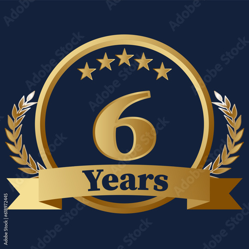 6 Years Anniversary on gold with stars and laurels
