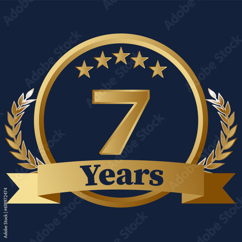 7 Years Anniversary on gold with stars and laurels