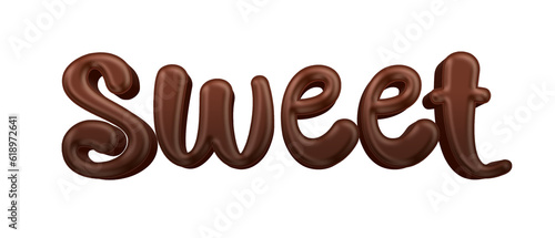 Chocolate candy sweet word isolated on transparent background. This is a part of a set includes font or letters, numbers, punctuation marks, symbols, shapes and frames.