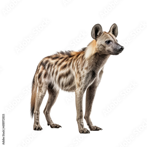 Canvas Print portrait of a hyena standing in front of white background
