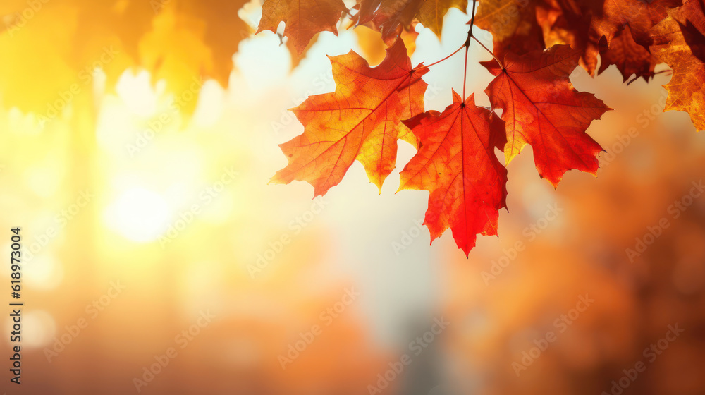 Red ,orange, yellow leaves on bokeh background Red ,orange, yellow leaves on bokeh background