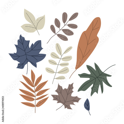 Autumn leaf isolated on white background simple cartoon flat style vector illustration 