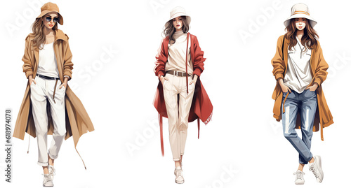 Fashion female in transparent layer illustration