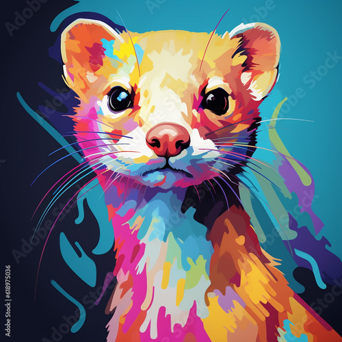illustration of a weasel  in wpap style © Gantar