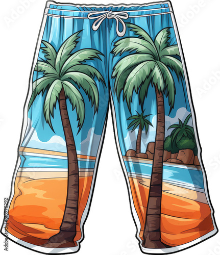 Illustrated Design Celebrating the Relaxed and Stylish Nature of Beach Pants