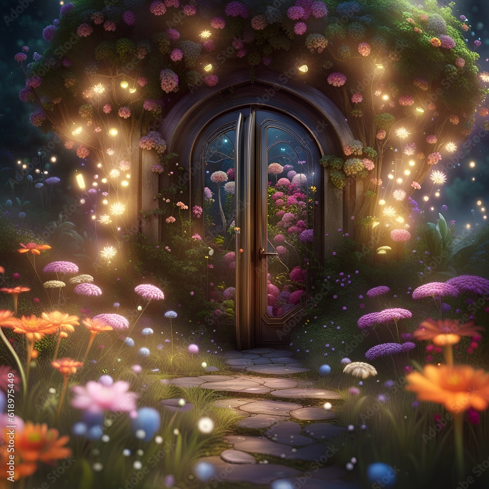 Magical door, secret door, magical garden