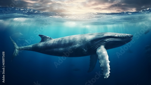 Whale in the ocean Generative ai © ArtBackground