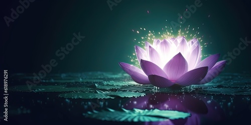 lotus Pink light purple floating light sparkle. ai generative