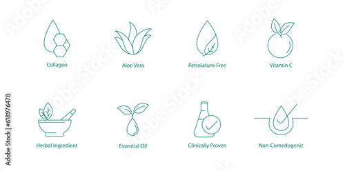 Revitalizing Elixir Icon Set for Clinically Proven Skincare Blends