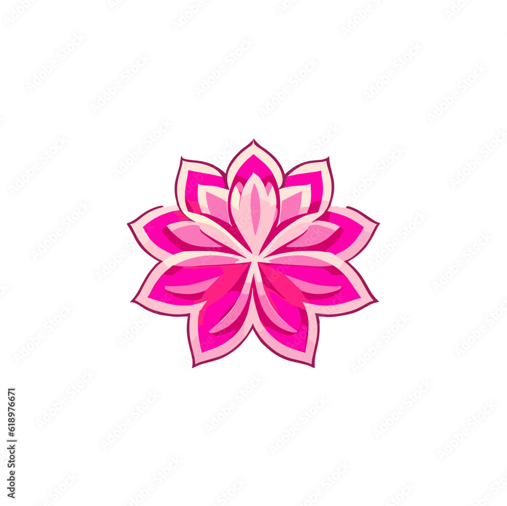 Vector icon of a pink flower with bright colors
