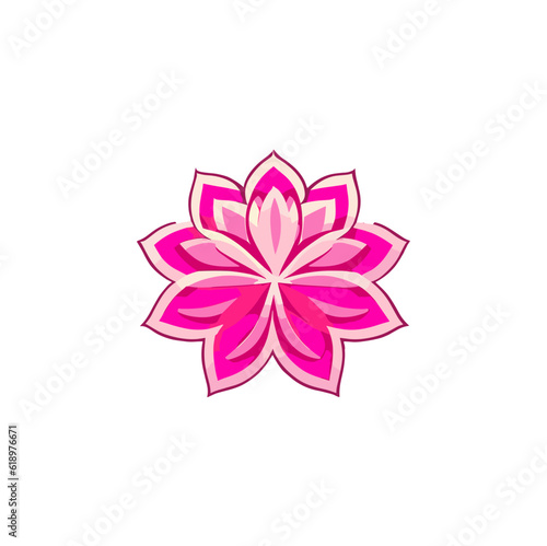 Vector icon of a pink flower with bright colors
