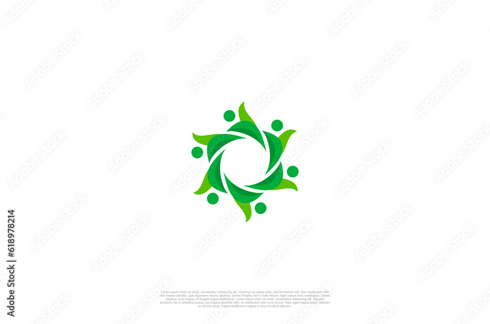 Abstract people linked, human icon. Usable for teamwork, community, family logo. Design template
