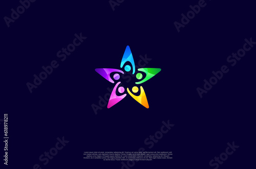 Abstract people linked, human icon. Usable for teamwork, community, family logo. Design template