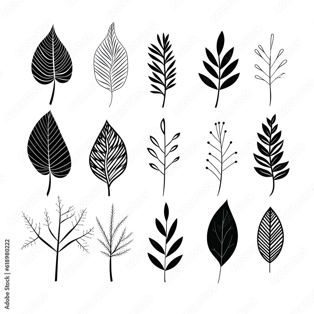 Leafy impressions: hand-drawn monochromatic foliage come to life