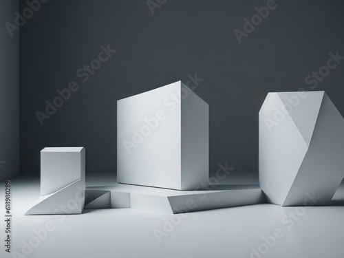 blank Geometric shapes podium for product display.generative AI