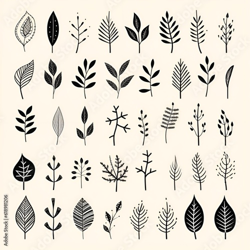 Captivating contrasts: illustrating the allure of black and white plant leafs