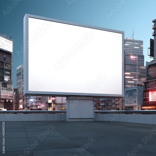 City of the future displayed on a blank billboard's canvas