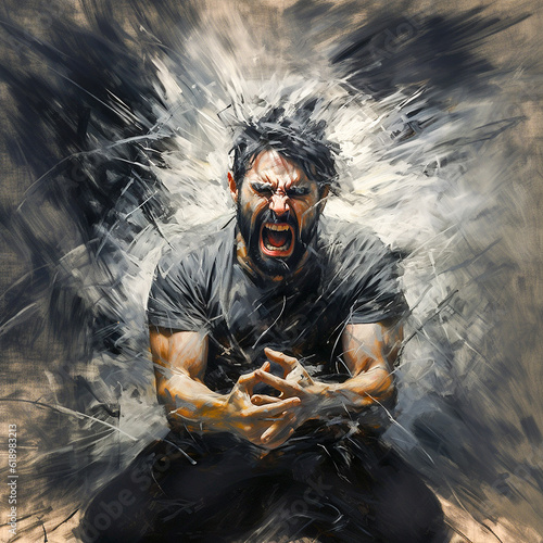 A painting-like portrait of a man who can't control his anger