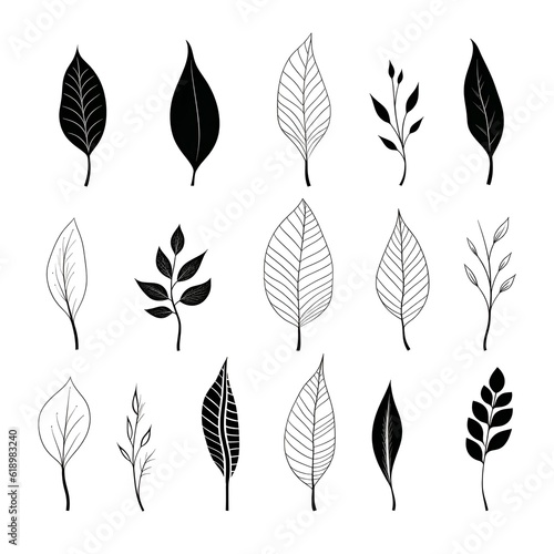 Inked expressions  depicting the beauty of black and white leaves