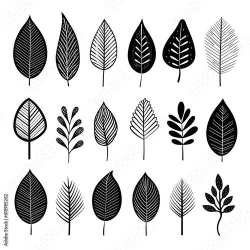 Minimalist inked strokes: capturing the essence of monochromatic plant leafs