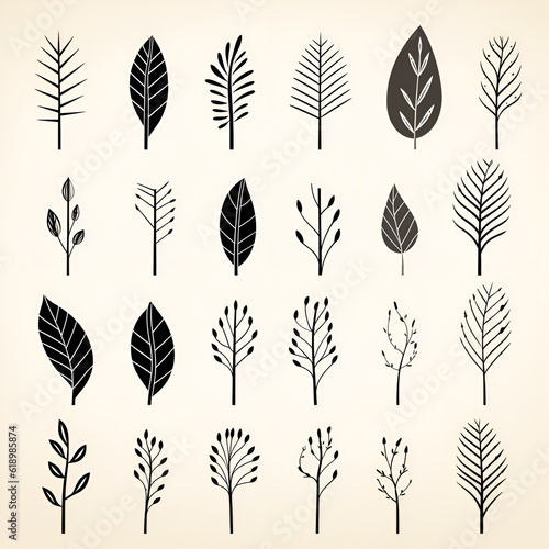 Delicate sketches: capturing the grace of monochromatic plant leafs