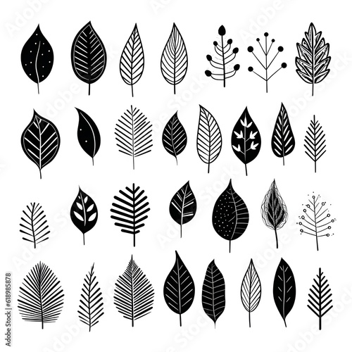 Monochromatic wonders  illustrating black and white leaves