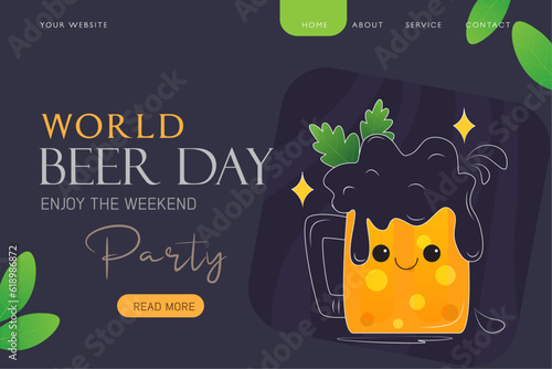 World Beer Day Vector Illustration , Landing page Template 