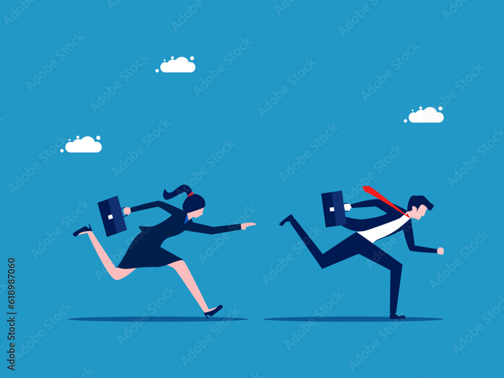 Businessmen running after each other. business competition vector