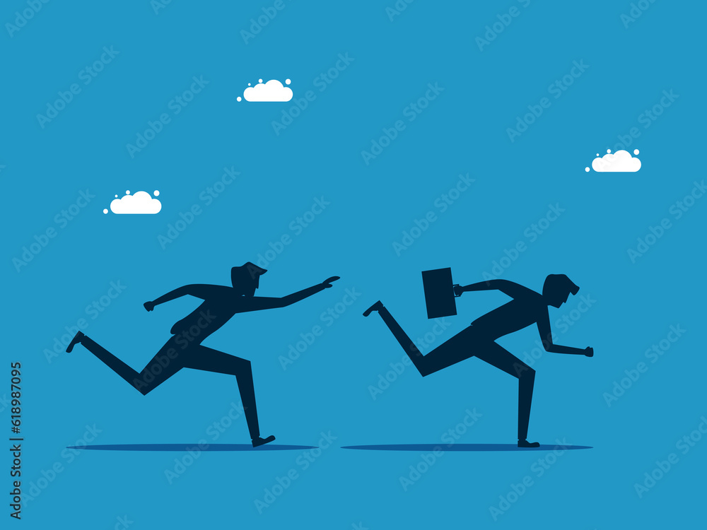 men running after each other. business competition vector