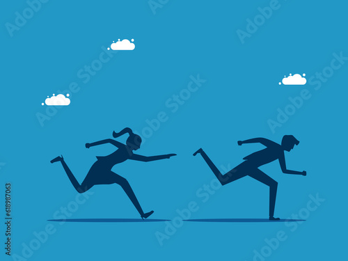 business competition. Businesswomen chasing after each other vector