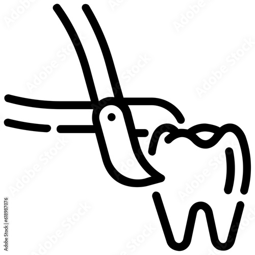 tooth extract outline vector icon