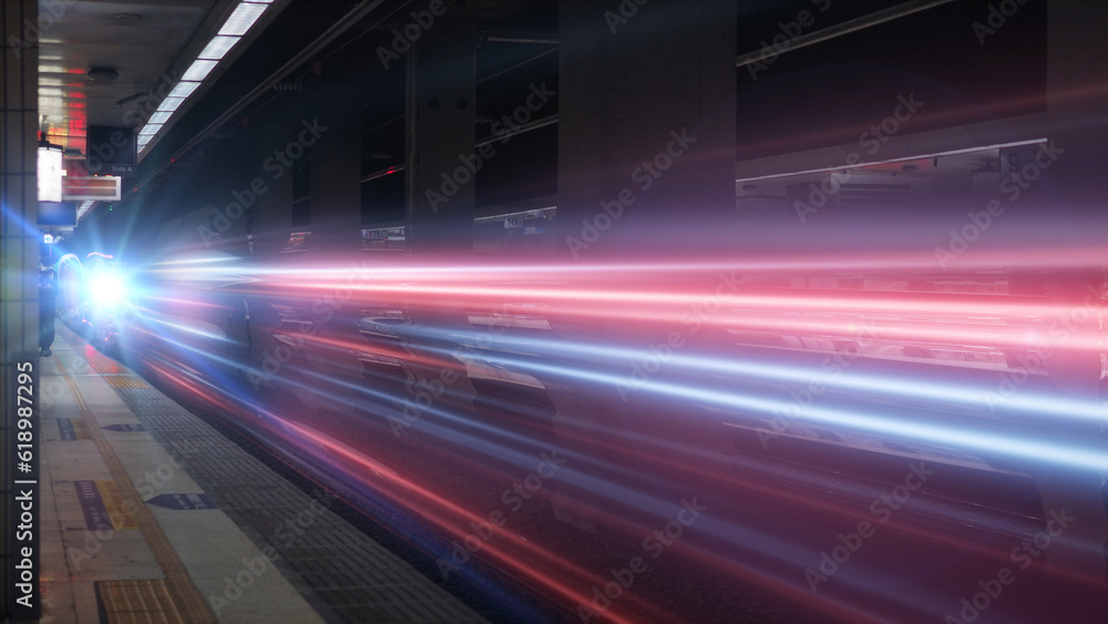 Rush hour Fast moving evening ,Fast moving traffic drives time lapse fast light each subway lane effect line light cg Rush hour Fast moving evening ,Fast moving traffic drives time lapse fast light each subway lane effect line light cg