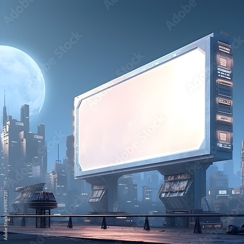Blank billboard showcasing a cutting-edge urban panorama