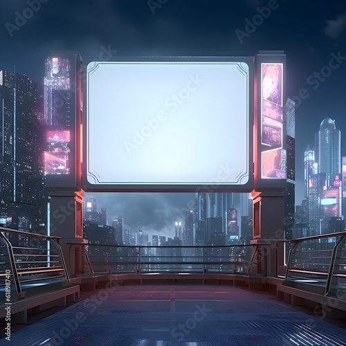 Empty billboard showcasing a futuristic city © Ranya Art Studio