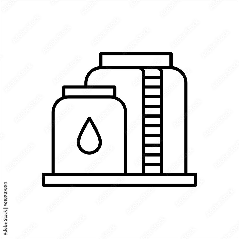 Outline water tank vector icon. Water tank illustration for web, mobile apps, design. Water tank vector symbol on white background Outline water tank vector icon. Water tank illustration for web, mobile apps, design. Water tank vector symbol on white background