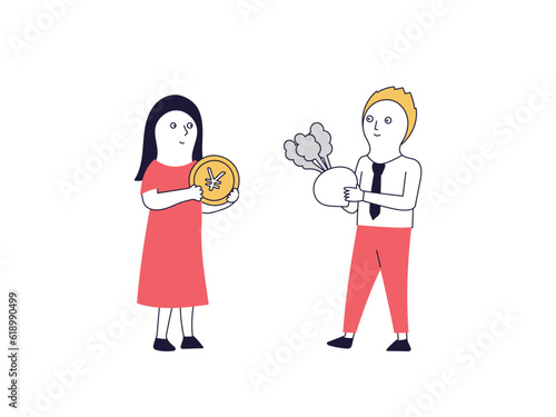 企業の株を買う個人投資家の女性