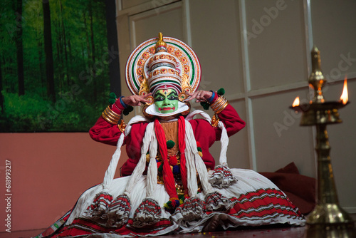 kathakali artist in various expressions photo