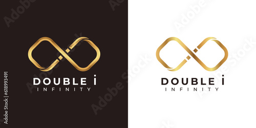 Letter i Infinity Logo design and Premium Gold Elegant symbol for Business Company Branding and Corporate Identity