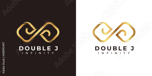 Letter J Infinity Logo design and Premium Gold Elegant symbol for Business Company Branding and Corporate Identity