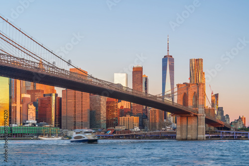 Manhattan's skyline with Brooklyn bridge, cityscape of New York City in the United States © f11photo