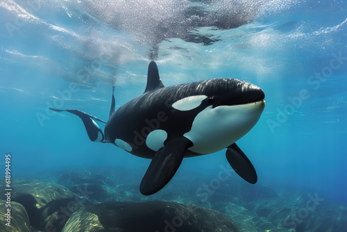 Orca in the ocean swimming © Jeremy
