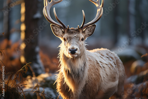 Reindeer in the snowy woods