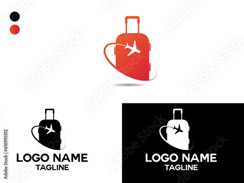 Travel company logo design. Bag travel. Tour logo. Business. Premium. Beach. Travel Agency. Airplane. Sky. Templet. Unique. Modern