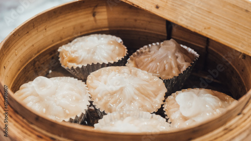 Photography Xiao Long Bao, Stream Pork Dumplings served in a bamboo basket