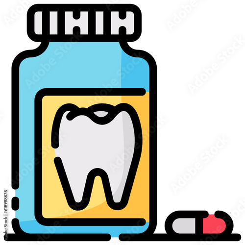 tooth pill filled outline vector icon