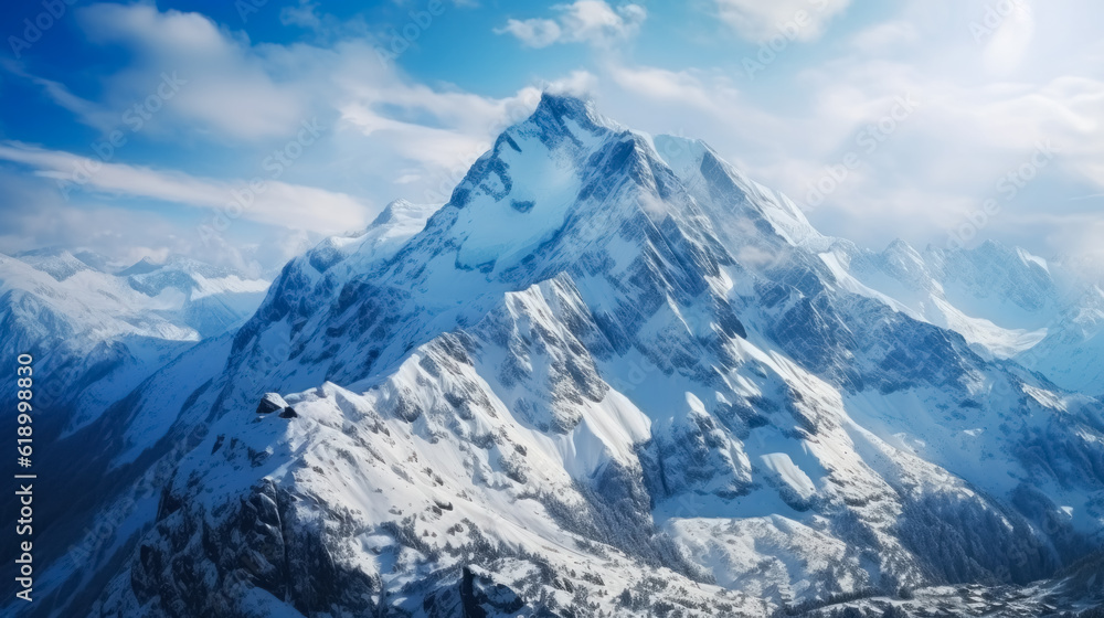 Beautiful winter mountains panorama background with snow covered peaks and clear blue sky Beautiful winter mountains panorama background with snow covered peaks and clear blue sky