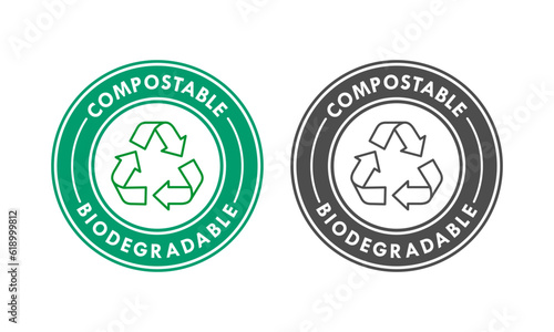 Biodegradable and compostable icon product photo