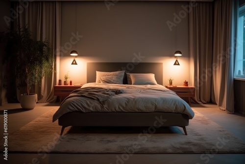 Fototapeta Cozy bedroom interior in a contemporary design