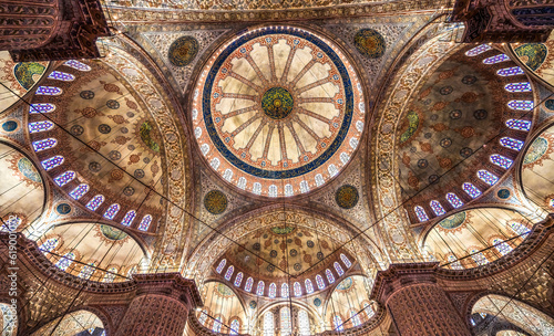 Blue Mosque Basilica Domes Stained Glass Istanbul Turkey